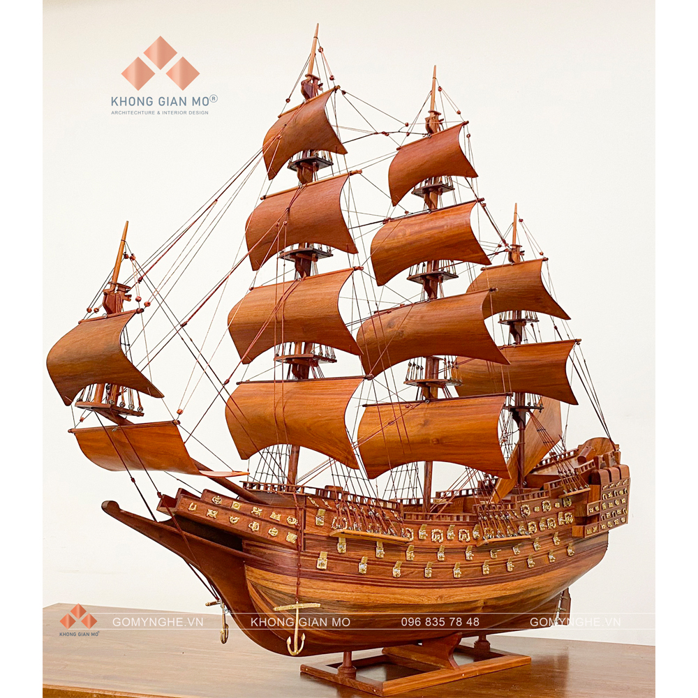 Thuyền Buồm Gỗ Hương Ta 100cm | Quà Tặng Doanh Nhân Thuyền buồm gỗ Hương Ta 100 x 105 x 25cm