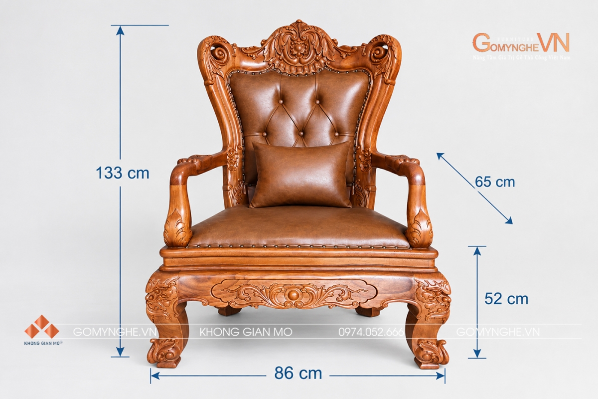 Ghế lãnh đạo gỗ gõ đỏ nhập khẩu cao cấp 86x65x133cm Ghế lãnh đạo, ghế Chủ tịch bằng gỗ gõ đỏ nhập khẩu, thiết kế bề thế, chạm thủ công tinh tế, bọc da nâu sang trọng. Kích thước 81 x 65 x 127cm, sản xuất tại xưởng Gỗ Mỹ Nghệ Bắc Ninh, phù hợp phòng lãnh đạo, văn phòng cao cấp và biệt thự.