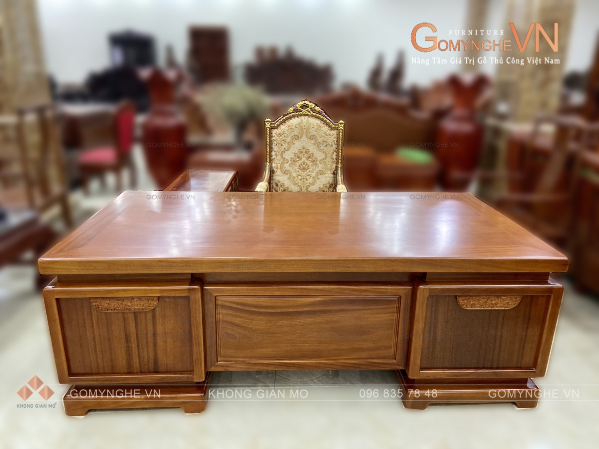 Bàn làm việc hiện đại Bàn làm việc giám đốc phong cáchhiện đại thanh lịch bằng gỗ gõ đỏ