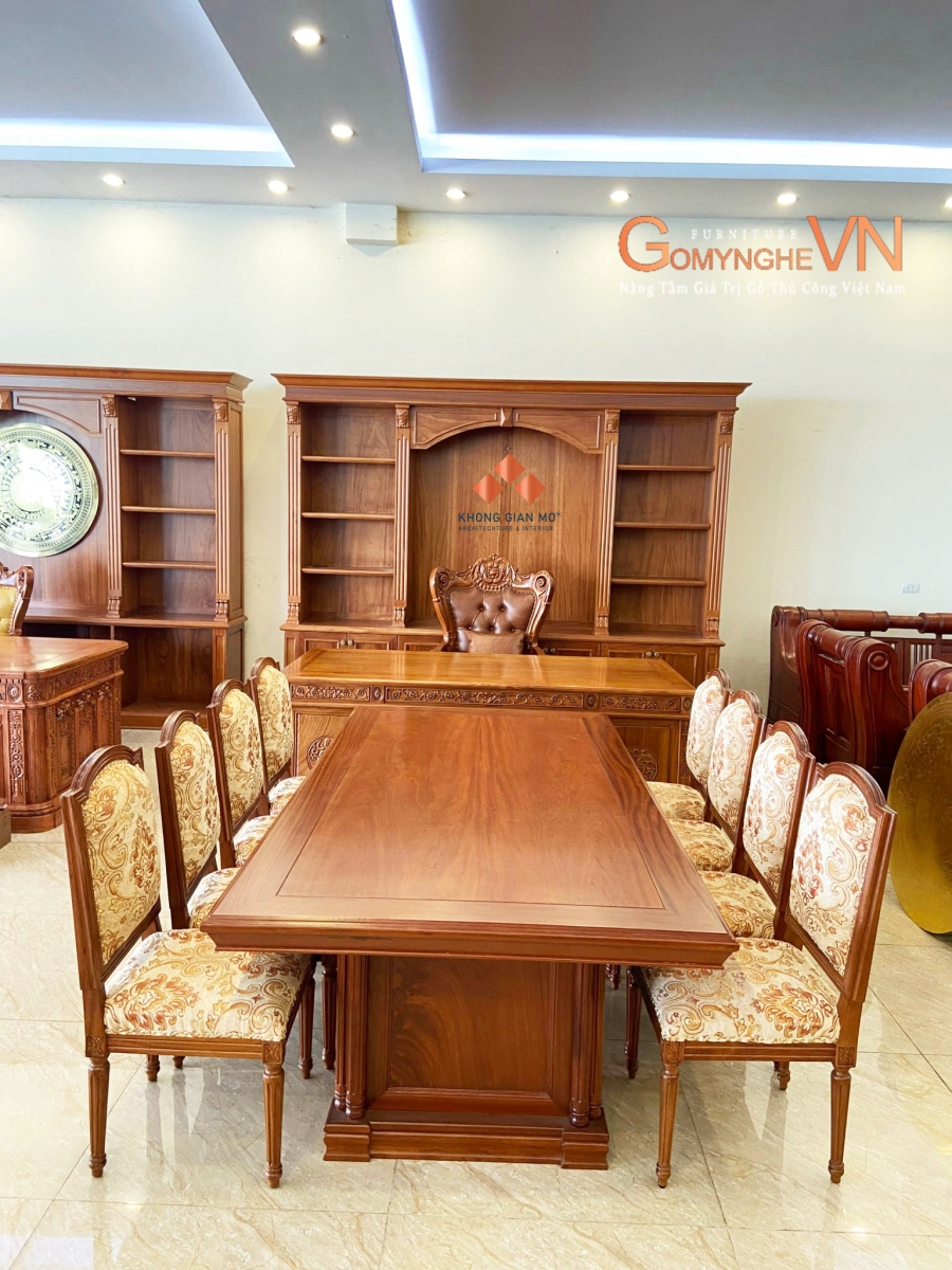 Bàn họp gỗ gõ đỏ dài 2400
