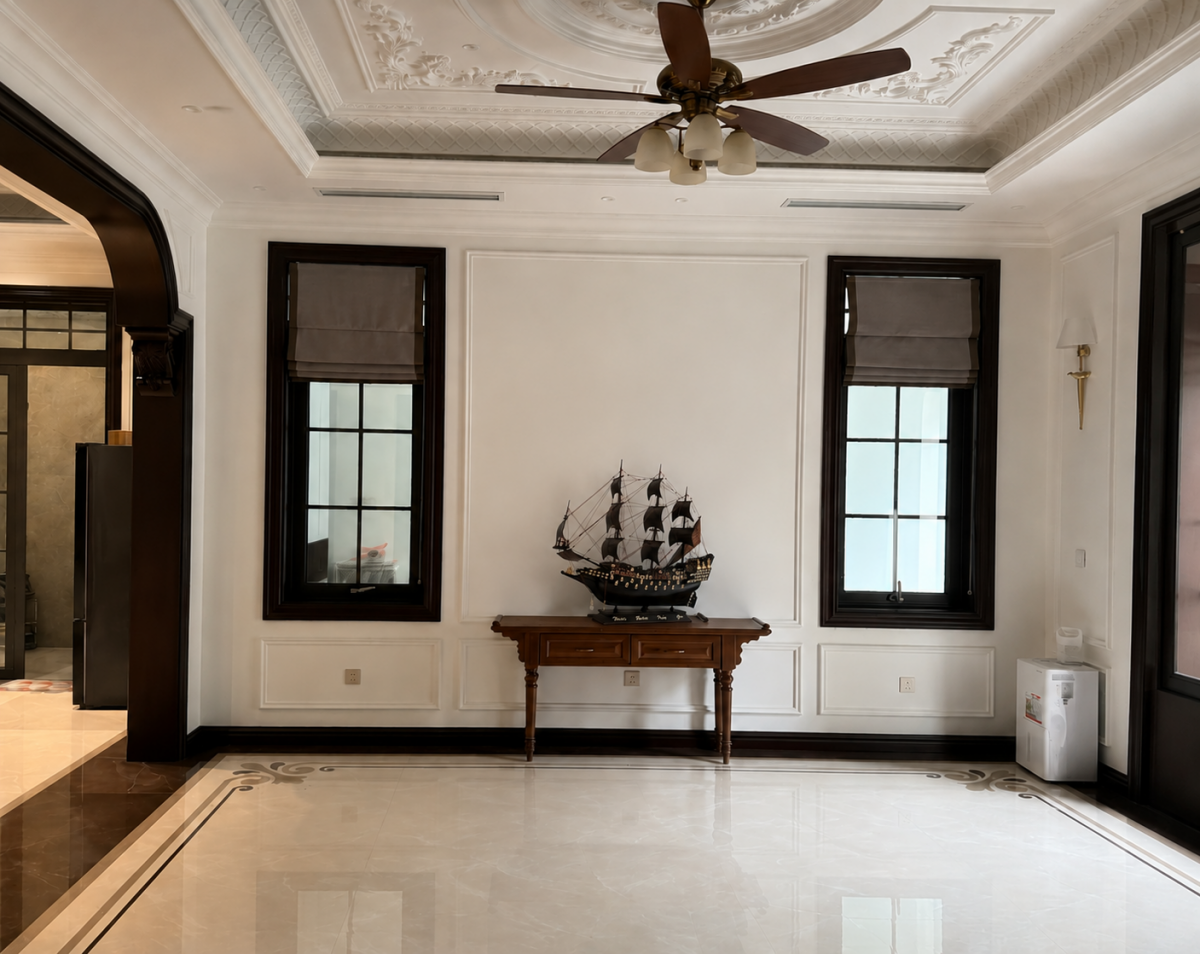 Thuyền gỗ mun đen 80x85 Thuyền đặt trong không gian phòng khách