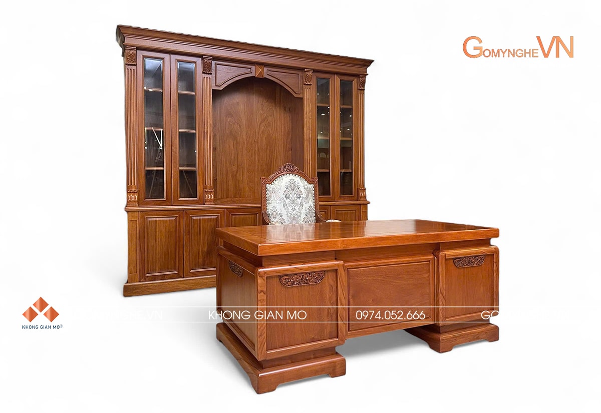 Bàn lãnh đạo gỗ Gõ phong cách hiện đại