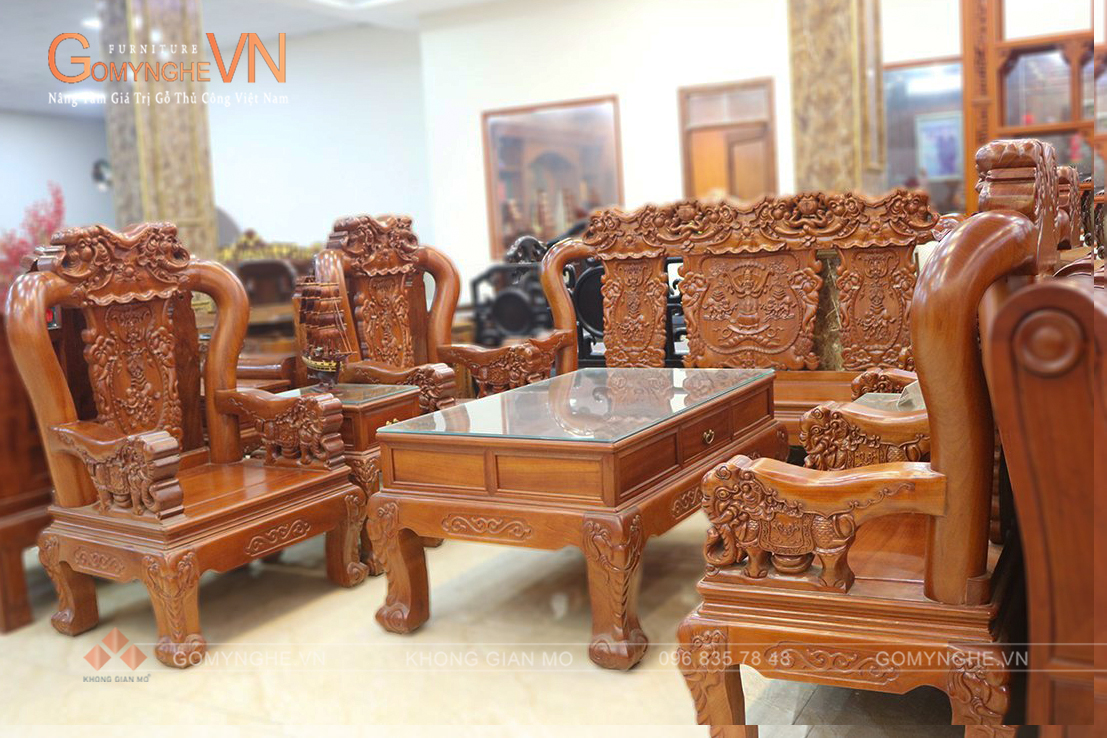 Bộ bàn ghế khách gỗ gõ 