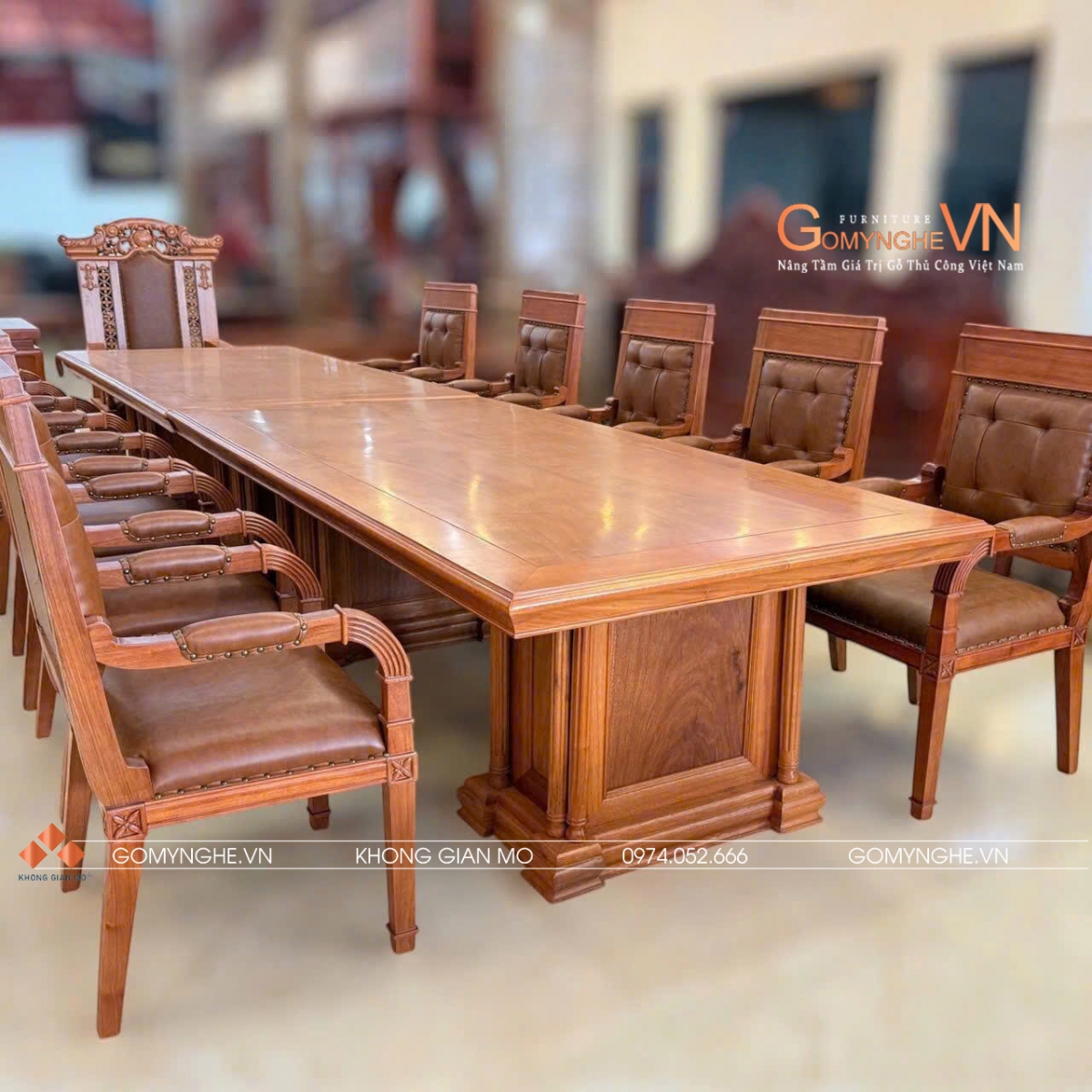 Bàn ghế họp gỗ gõ bộ bàn ghế họp gỗ gõ đỏ