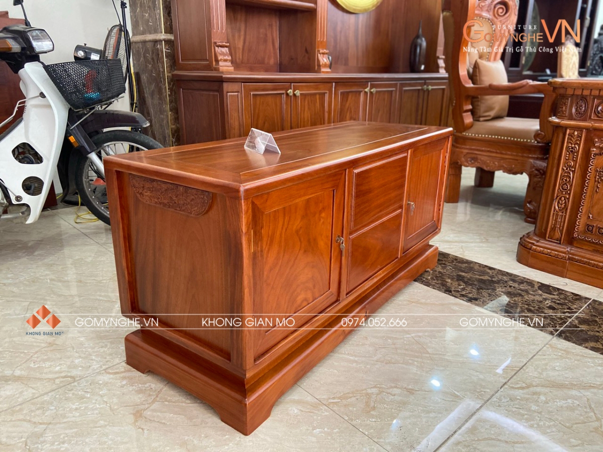 Tủ phụ tăng không gian lưu trữ , kiểu dáng vuông văn , mầu sắc đồng điệu với bàn chính