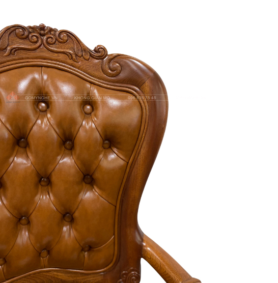 ghế tựa gỗ tự nhiên bọc da thoải mái sang trọng 