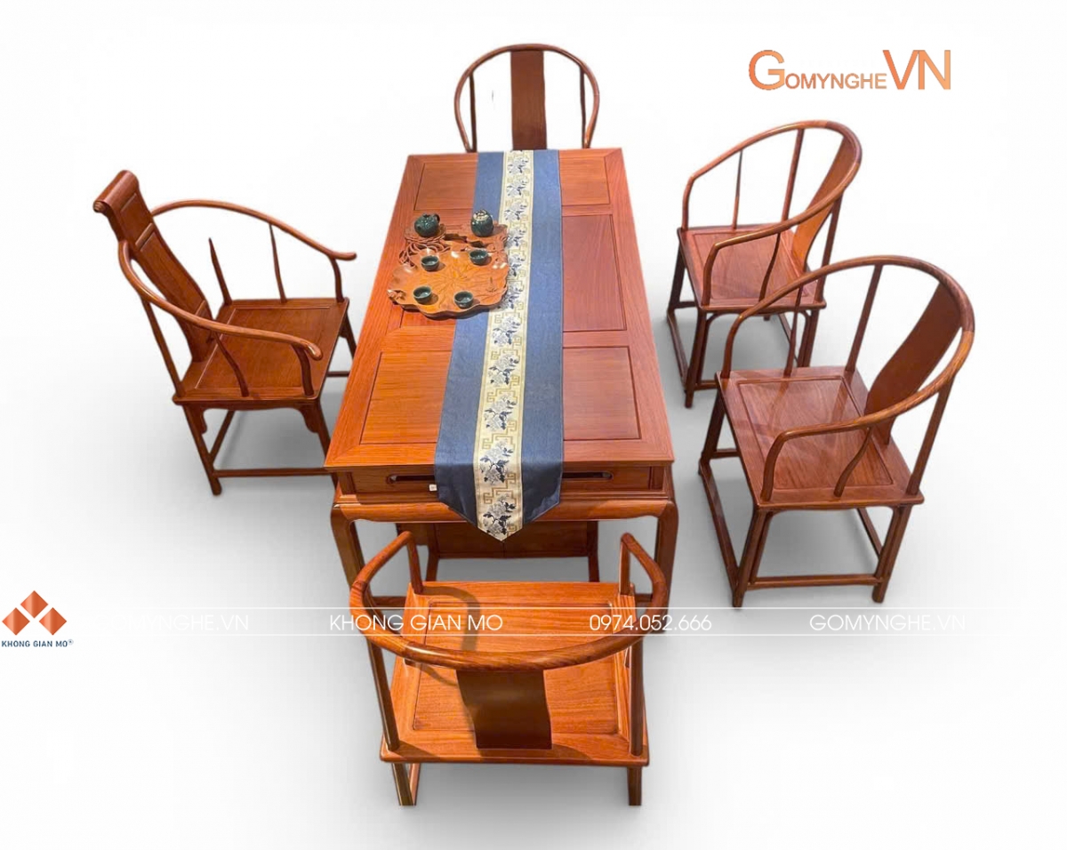 Bộ bàn ghế uống trà đạo kiểu Minh , chất liệu gỗ hương