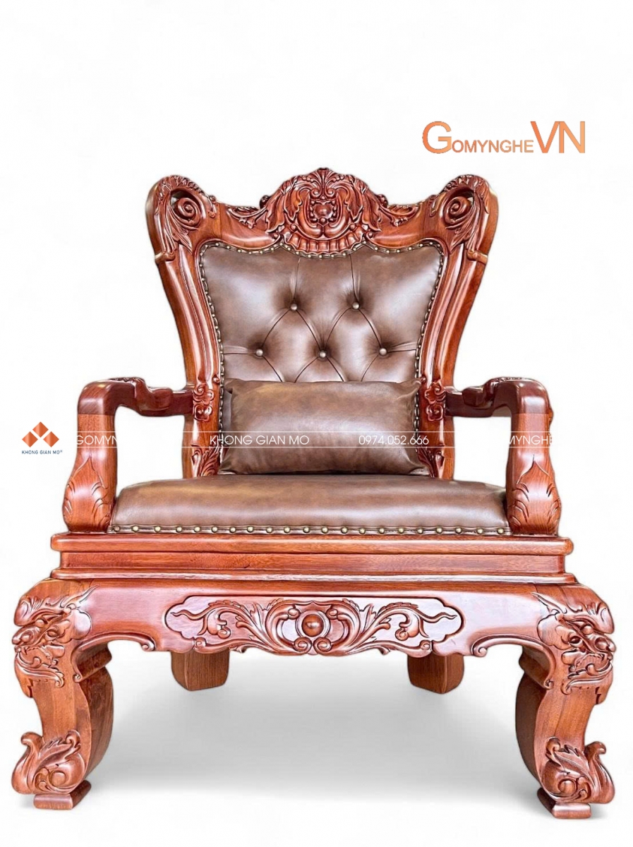 Ghế lãnh đạo - chủ tịch Ghế lãnh đạo, chủ tịch gỗ gõ đỏ bọc da thật
