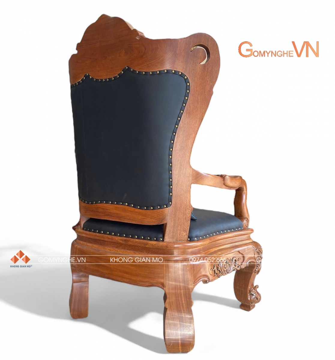 Ghế giám đốc gỗ gõ tự nhiên BỌC DA XANH