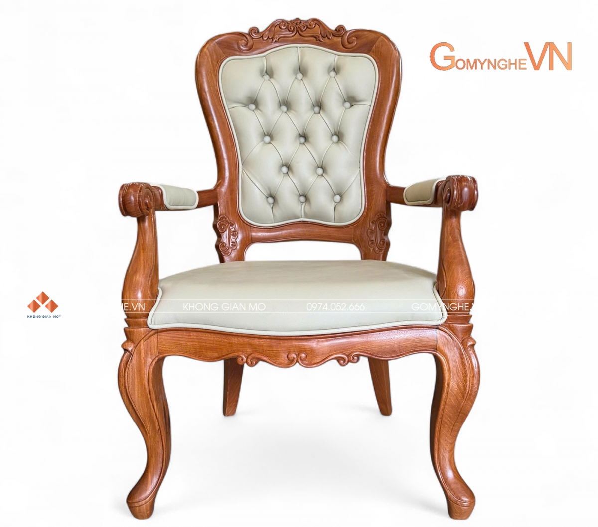 mẫu ghế Giám Đốc nữ màu kem sang trọng, chất liệu gỗ gõ đỏ tự nhiên kết hợp da bọc cao cấp. Thiết kế tinh tế, bền đẹp, ý nghĩa phong thủy thịnh vượng.