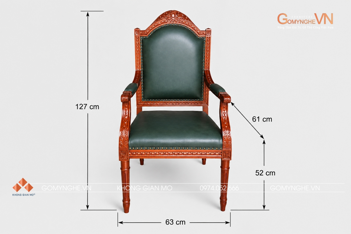 Ghế giám đốc lãnh đạo Ghế giám đốc mẫu Putin bọc da xanh rêu, gỗ gõ đỏ