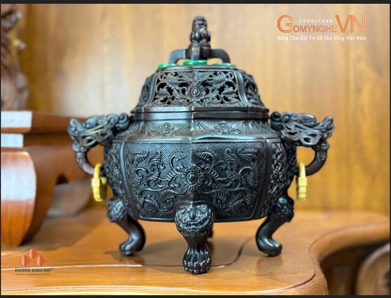 Lư xông trầm bằng gỗ trắc