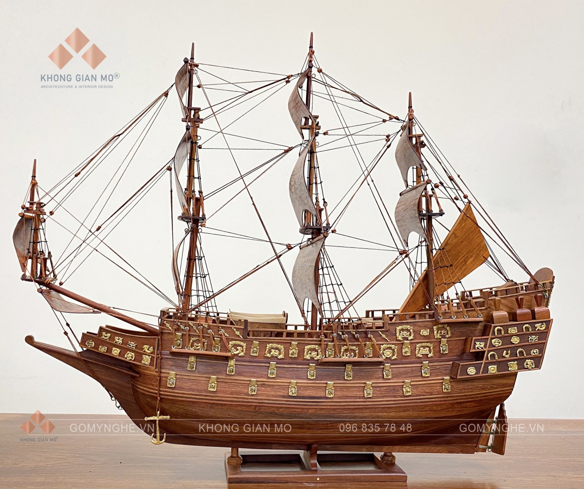 mô hình thuyền buồm gỗ hương 