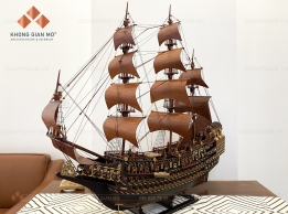 Mô hình thuyền gỗ trắc buồm hương quà tặng tân gia cao cấp 