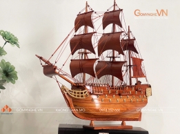 Mô Hình Thuyền Gỗ Hương 42x45x10cm – Quà Tặng Phong Thủy Sang Trọng, Ý Nghĩa