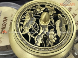 Lư xông trầm bằng đồng họa tiết hoa sen