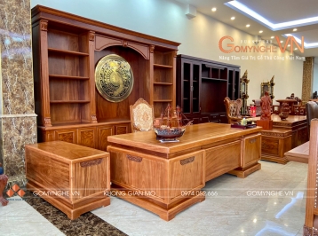 Kinh nghiệm phối bàn phụ, bàn làm việc và tủ tài liệu cho phòng lãnh đạo đồng bộ