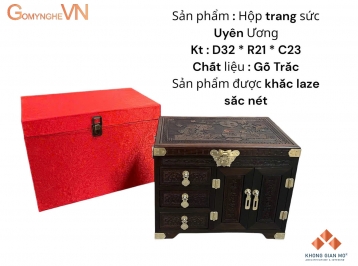 Hộp đựng trang sức uyên ương gỗ Trắc