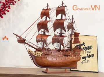 Mô Hình Thuyền Thuận Buồm Xuôi Gió Gỗ Hương Ta (40x45x10cm) | Quà Tặng Đẳng Cấp
