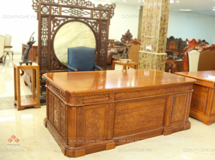 Bàn Làm Việc Giám Đốc Mẫu Sơn Thủy – Sự Tinh Tế Trong Thiết Kế Sang Trọng Từ Gỗ Tự Nhiên