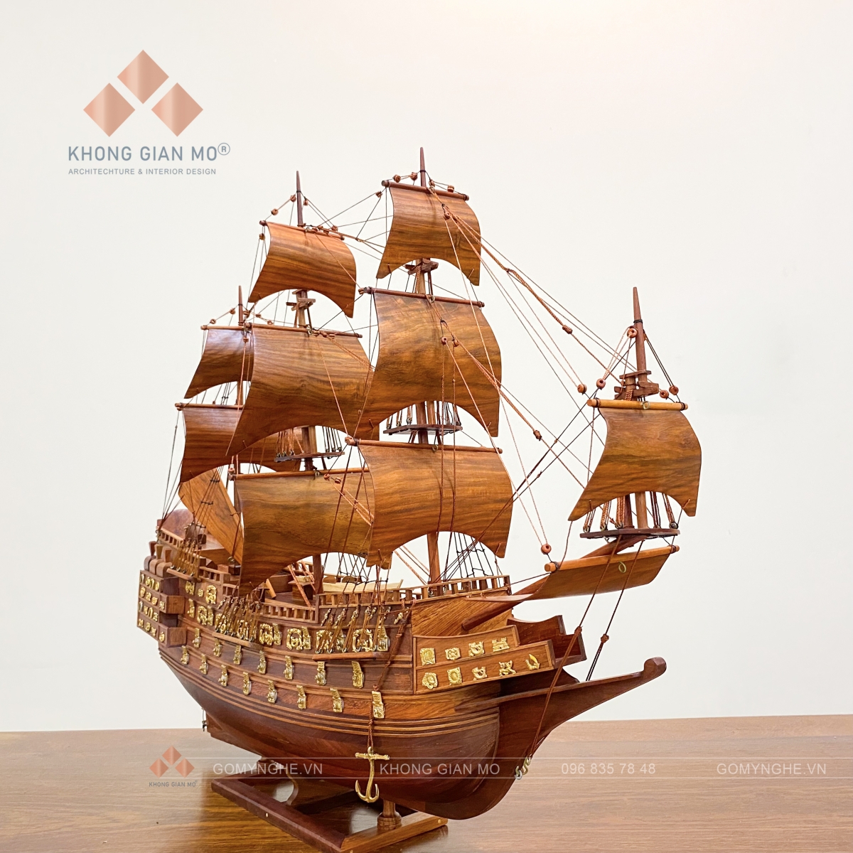 Mô hình thuyền gỗ thuận buồm xuôi gió 