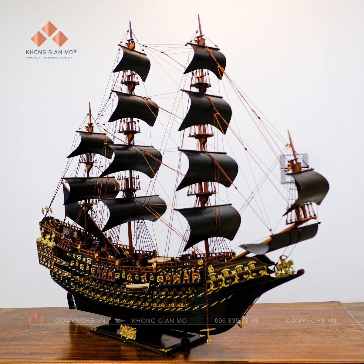 Mô hình thuyền gỗ thuận buồm xuôi gió quà tặng dịp tết 