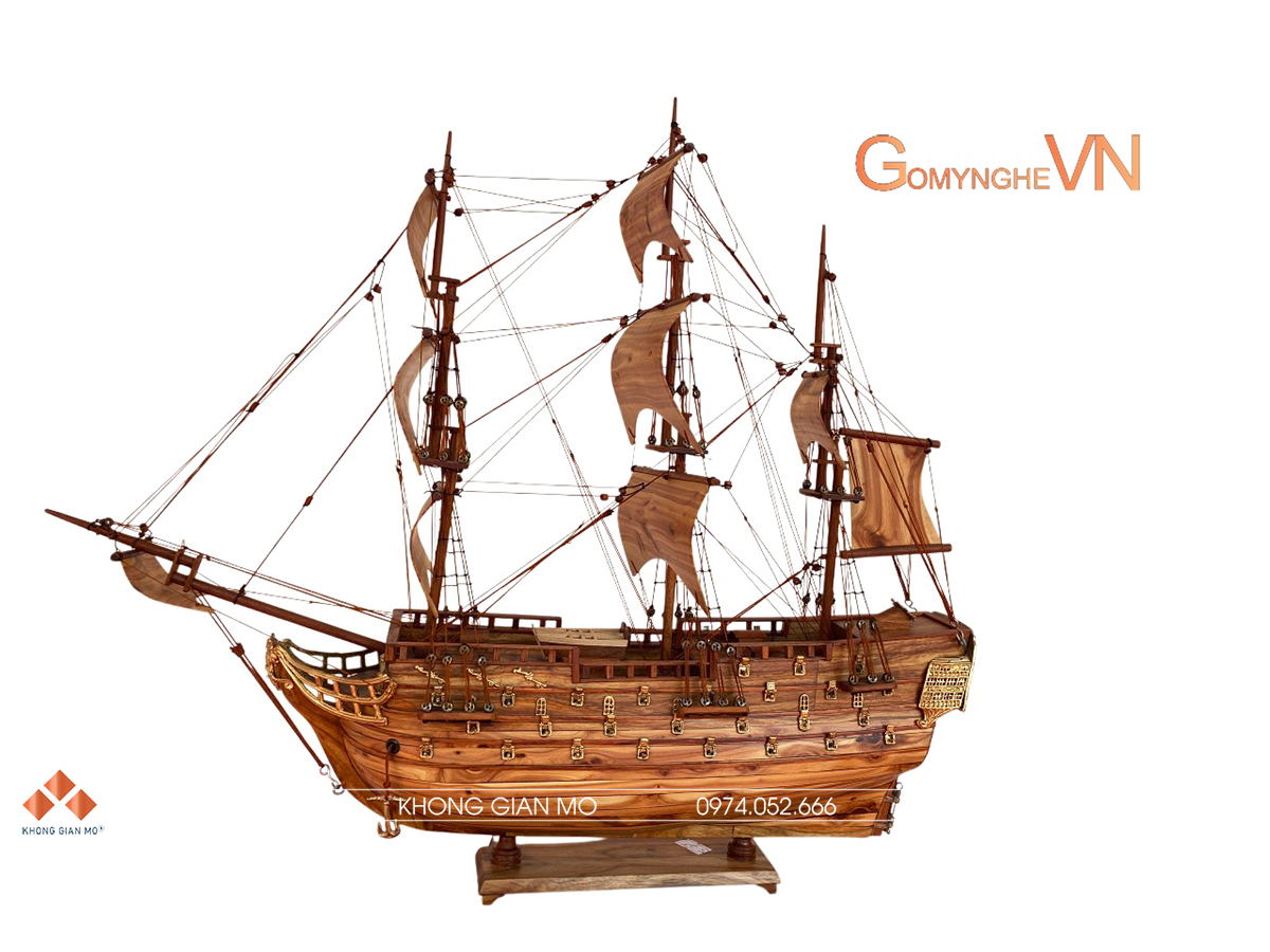 Thuyền gỗ sưa decor bàn làm việc dài 40x45x10