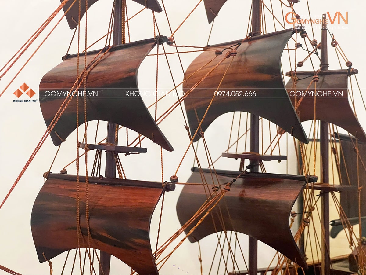 Thuyền gỗ trắc chi tiêt phần buồm