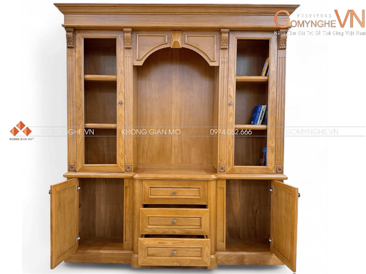 Tủ hồ sơ tài liệu Tủ tài liệu gỗ gõ đỏ tự nhiên, sơn PU hoàn thiện