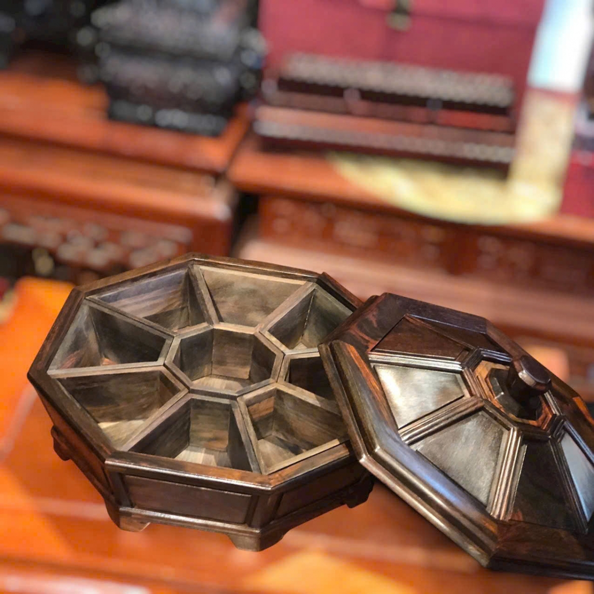 khay mứt gỗ trắc 8 ngăn